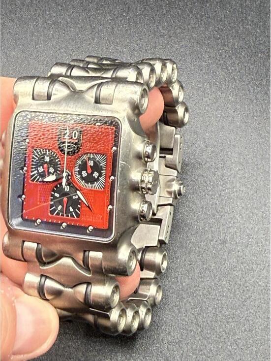 Oakley Minute Machine Titanium Red Dial Watch